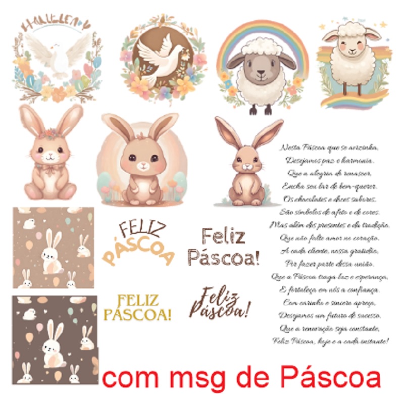 Arquivo digital páscoa arte elementos coelhinho com poesia cliente cartão agradecimento cordeiro pomba paz Studio silhouette png