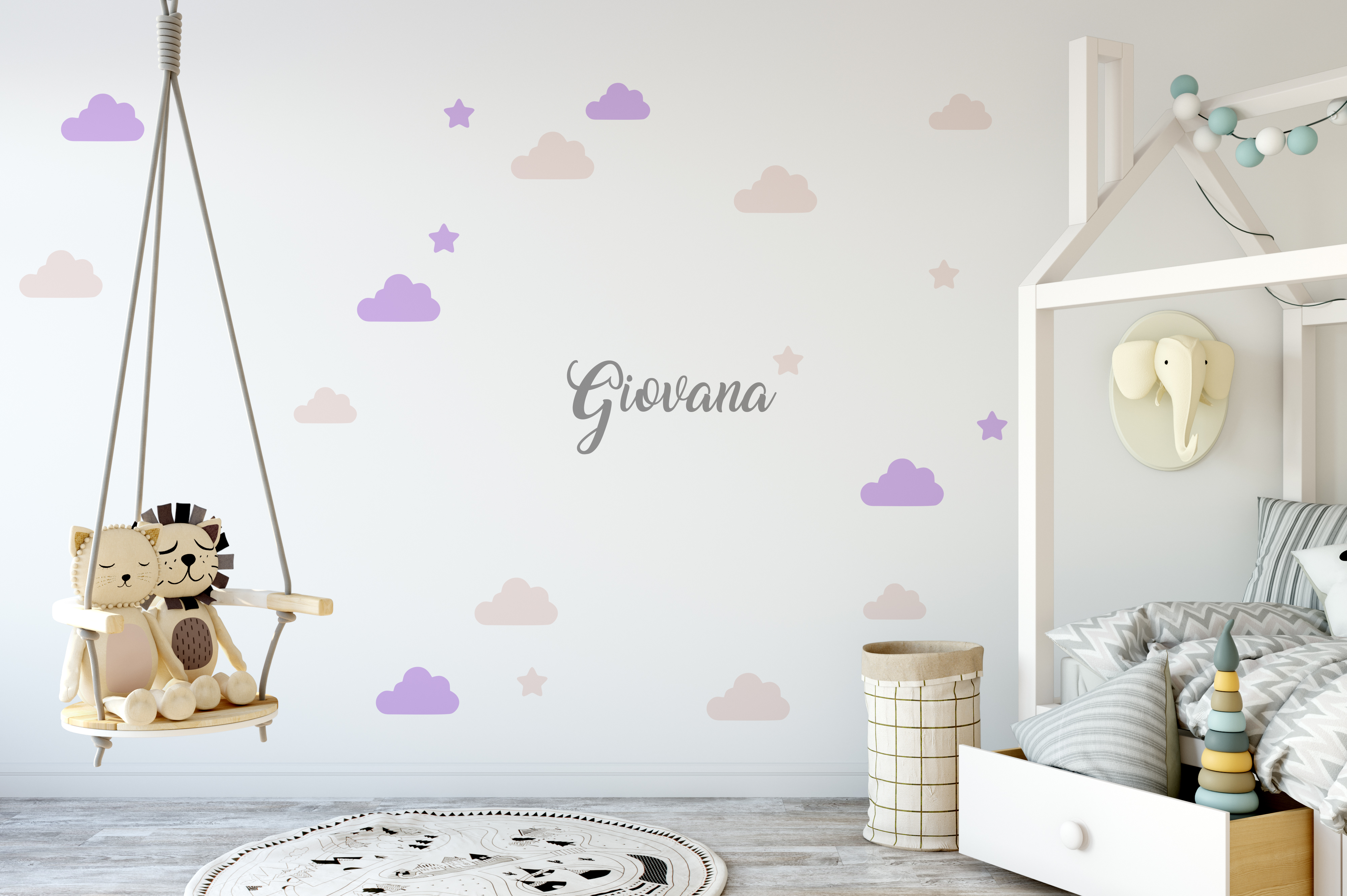 Adesivos de parede personalizado nuvem decoração quarto infantil