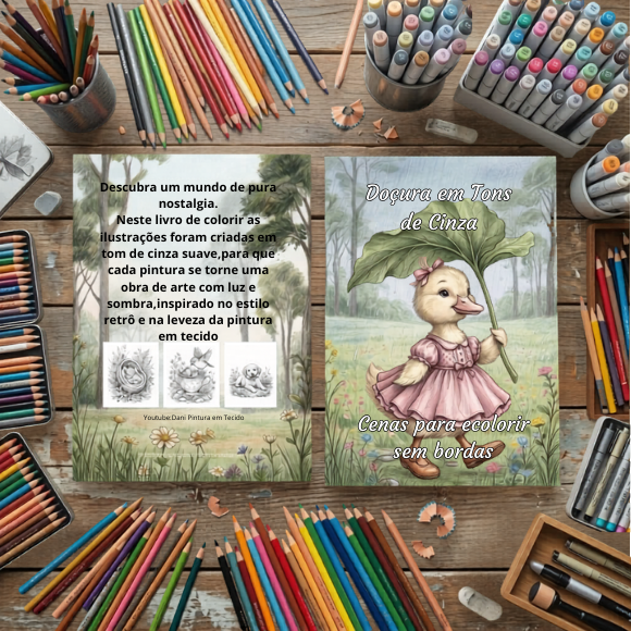 Kit Digital Livro de Colorir Doçuras em Tons de Cinza livro de colorir para adultos PDF e PNG